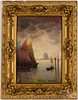 Italian oil on canvas seascape, ca. 1900