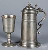 Pewter flagon and chalice, 18th/19th c.