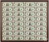 Uncut sheet of one dollar bills, etc.