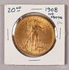 1908 St. Gaudens twenty dollar gold coin