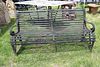 Antique Iron Black Painted Slatted Bench