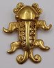 JEWELRY. 18kt+ Incan Gold Figural Pendant.