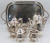 STERLING. 5pc. Durham Silver Tea Service with Tray