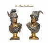 Pair of Gilt & Patina-ted Bronze Bust of Hermes, 19th C