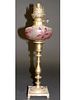 French Baccarat Glass and Bronze Oil Lamp, 19th Century