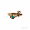 Gold and Turquoise Snake Ring