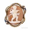 Antique Gold, Enamel, and Shell Cameo Brooch
