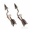 Antique Gold and Pearl Arrow Earrings
