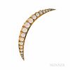 Antique Gold, Opal, and Diamond Crescent Brooch