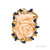 18kt Gold, Coral, and Lapis Brooch/Pendant