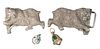 Three Piece Group, to include Russian silver bear figural belt buckle having touch marks on back, Russian enameled egg pendant, along with Egyptian en