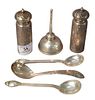 Group of Sterling Silver, to include a pair of Evald Nielsen spoons; Georg Jensen small ladle; Tiffany and Company sterling oil can; along with a pair