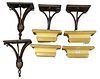Four Pairs of Wood and Gilt Wood Bracket Shelves, largest length 15 1/2 inches, depth 5 1/2 inches.
