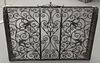 Iron and Mesh Firescreen, having four birds, height 35 inches, width 49 inches.