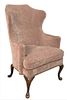Georgian Upholstered Wing Chair, height 43 inches, width 30 1/2 inches.