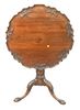 Georgian Mahogany Tip Table, having carved top on large pedestal on tripod base, height 28 inches, diameter 30 inches.