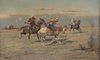 Louis Berton (French, 19th century), Arabian Equestrian scene, oil on canvas, signed lower left "L Berton" 8 3/8" x 12 3/8".