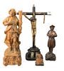 Group of Four Carved Statues, 18th/19th century or later, height 3 - 19 inches.