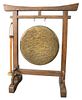 An American Oak Arts and Crafts Style Gong, height 29 inches.