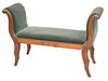 Regency Style Upholstered Window Bench, total height 32 inches, length 48 inches, depth 16 inches.