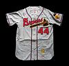 A Hank Aaron Signed 1957 Milwaukee Braves Mitchell & Ness Cooperston Collection Baseball Jersey (Steiner),