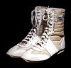 A Pair of Muhammad Ali / Cassius Clay Dual Signed White Everlast Boxing Shoes,