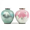 Pair of Japanese Meiji Cloisonne Enamel Vases - Marked