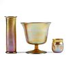 Grp: 3 Tiffany Favrile Art Glass Vessels