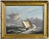 Thomas Luny (British 1759-1837), oil on board seascape, signed lower left and dated 1823