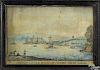 Pair of British watercolor naval scenes, dated 1793, signed F. Ritson