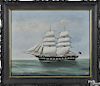 Lai Fong (Chinese, active 1890-1910), oil on canvas of a British ship, signed lower right