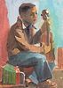 Elizabeth Grant WPA Man & Cello Oil on Canvas