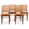 Set of 4 Hoffman Prague Cane Bentwood Chairs