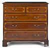 George III mahogany chest of drawers, ca. 1770, with a paterae inlaid top and fan inlaid drawers
