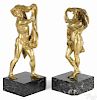 Pair of French gilt bronze male figures ca. 1900, 12'' h. Provenance: DeHoogh Gallery, Philadelphia