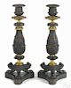 Pair of French Empire painted and gilt bronze candlesticks, late 19th c., 13 1/2'' h.