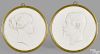 Pair of Sevres bisque porcelain relief silhouettes, 19th c., of Emperor Napoleon III