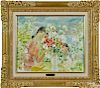 Le Pho (French/Vietnamese 1907-2001), oil on canvas of a woman and child with a bouquet, signed