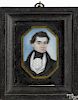 Miniature watercolor on ivory portrait of a gentleman, 19th c., 4'' x 3''.