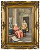 G. B. Chiariglioni (Italian, late 19th c.), watercolor interior with a seated cardinal, signed