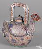 Miyagawa Kozan (1842-1916), Japanese porcelain teapot with a phoenix spout, 8 1/4'' h.