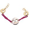 BRACELET IN TEXTILE, WHITE AND YELLOW 18K GOLD Weight: 14.7 g. Length: 7.8" (20.0 cm)
