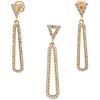 SET OF PENDANT AND PAIR OF EARRINGS WITH DIAMONDS IN 14K AND 10K YELLOW GOLD 187 8x8 cut diamonds ~0.55 ct