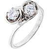 RING WITH DIAMONDS IN 18K WHITE GOLD 2 Brilliant cut diamonds ~0.56 ct Clarity: SI2. Weight: 4.1 g. Size: 6 ¼