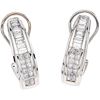 PAIR OF EARRINGS WITH DIAMONDS IN 14K WHITE GOLD 28 Princess cut diamonds ~0.56 ct and 14 Baguette cut diamonds ~0.45 ct