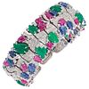 TUTTI FRUTTI BRACELET WITH RUBIES, SAPPHIRES, EMERALDS AND DIAMONDS IN 18K WHITE GOLD 74 Precious gems ~49.68 ct and diamonds
