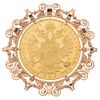 PENDANT / BROOCH WITH DEMONETIZED COIN IN YELLOW AND PINK 21.6K & 18K GOLD, Four Duchies of Austria coin  Weight: 29.2g