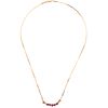 CHOKER WITH RUBIES AND DIAMONDS IN 14K YELLOW GOLD 5 rubies ~0.38 ct and 8 diamonds ~0.08 ct. Weight: 7.2 g. Length: 18.3" (46.5 cm)