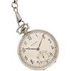 POCKET WATCH WALTHAM IN 14K WHITE GOLD AND ALBERT IN BASE METAL Movement: manual. Weight: 50.0 g
