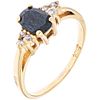 RING WITH SAPPHIRE AND DIAMONDS IN 18K YELLOW GOLD 1 Oval cut sapphire ~0.40ct and 6 Diamonds (different cuts)~0.09ct. Size: 7¼